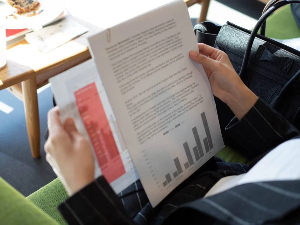 Business person looking at a report